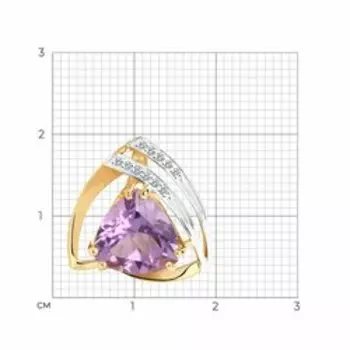Золотая подвеска с аметистом и фианитами