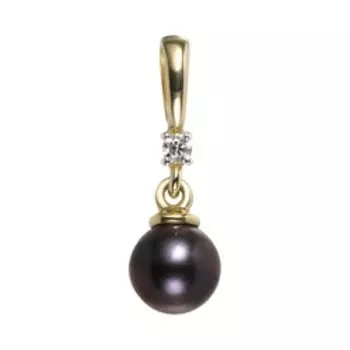 Золотая подвеска с бриллиантом и жемчугом