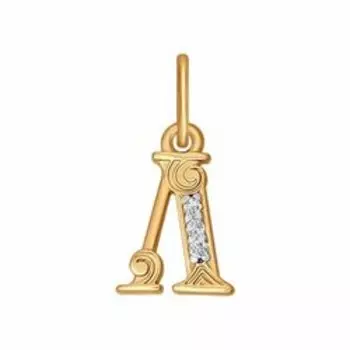 Золотая подвеска с фианитами "Буква Л"