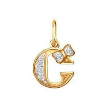 золотая подвеска с фианитами "Буква С"