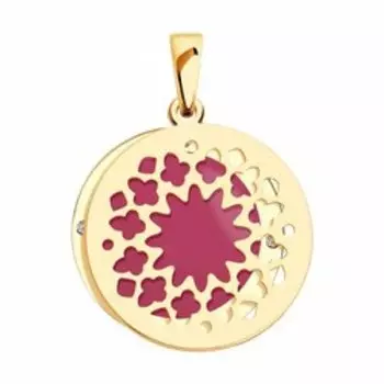 Золотая подвеска с фианитами и эмалью