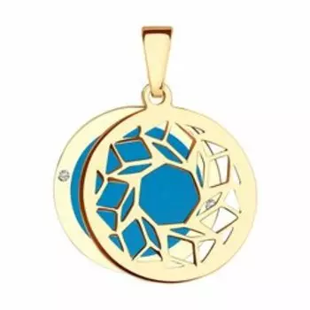 Золотая подвеска с фианитами и эмалью