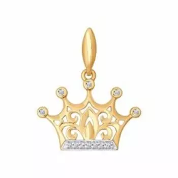 Золотая подвеска с фианитами "Корона"