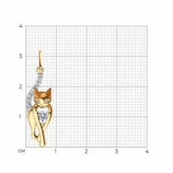 Золотая подвеска с фианитами "Кошка"