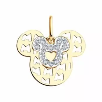 Золотая подвеска с фианитами "Микки маус"