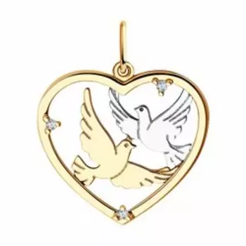Золотая подвеска с фианитами "Птицы"