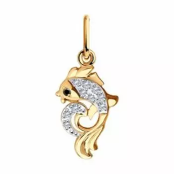 Золотая подвеска с фианитами "Рыбы"