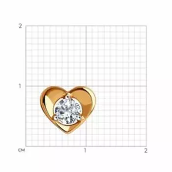 Золотая подвеска с фианитами "Сердце"