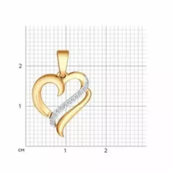 Золотая подвеска с фианитами "Сердце"