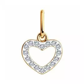 Золотая подвеска с фианитами "Сердце"