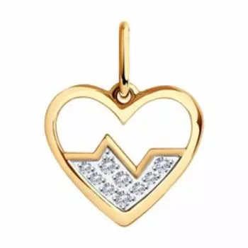 Золотая подвеска с фианитами "Сердце"