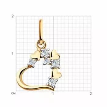 Золотая подвеска с фианитами "Сердце"