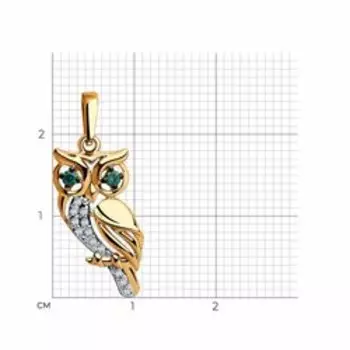 Золотая подвеска с фианитами "Сова"