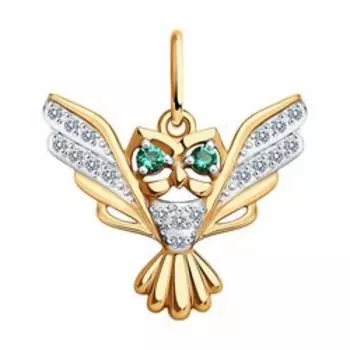 Золотая подвеска с фианитами "Сова"