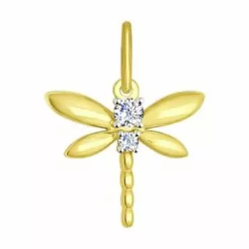 Золотая подвеска с фианитами "Стрекоза"