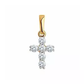 Золотая подвеска с фианитами Swarovski