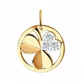 Золотая подвеска с фианитами "Трилистник"