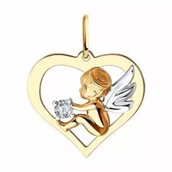 Золотая подвеска с фианитом "Ангел"