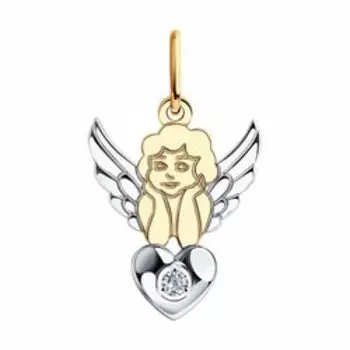 Подвеска из комбинированного золота с фианитом