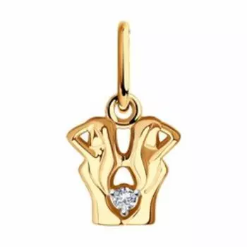 Золотая подвеска с фианитом "Близнецы"