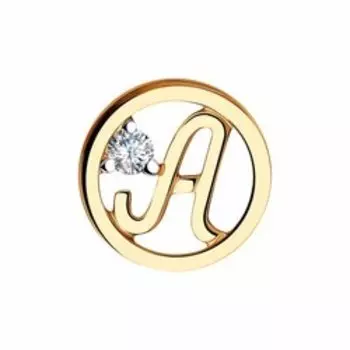 Золотая подвеска с фианитом "Буква А"