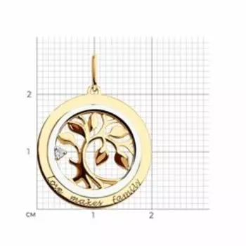 Золотая подвеска с фианитом "Дерево"