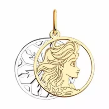 Золотая подвеска с фианитом "Холодное сердце"