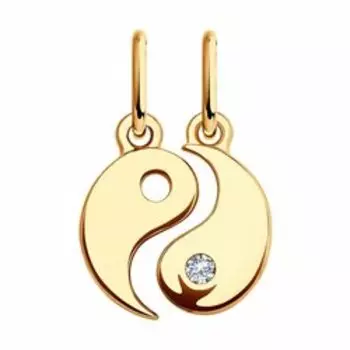 Золотая подвеска с фианитом "Инь янь"