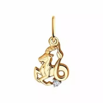 Золотая подвеска с фианитом "Козерог"