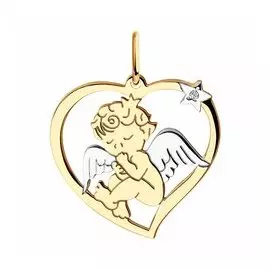 Золотая подвеска с фианитом "Купидон"