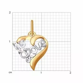 Золотая подвеска с фианитом "Love"