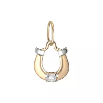 Золотая подвеска с фианитом "Подкова"