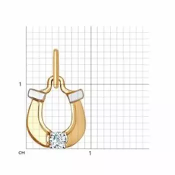 Золотая подвеска с фианитом "Подкова"