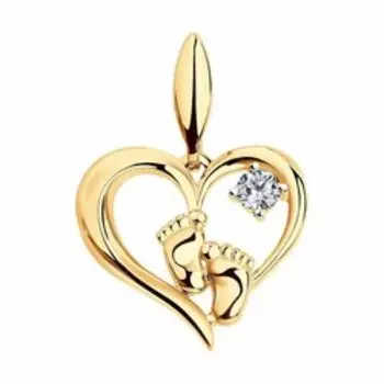 Золотая подвеска с фианитом "Пяточки"