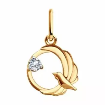 Золотая подвеска с фианитом "Птичка"