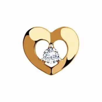 Золотая подвеска с фианитом "Сердце"
