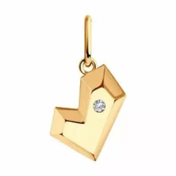 Золотая подвеска с фианитом "Сердце"