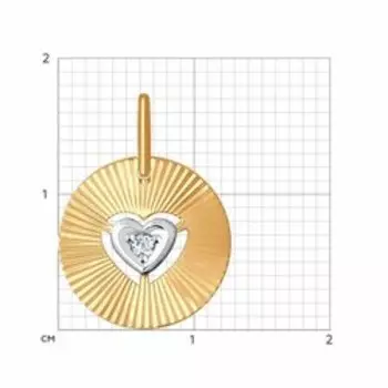 Золотая подвеска с фианитом "Сердце"