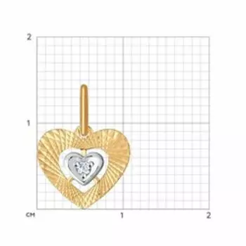 Золотая подвеска с фианитом "Сердце"