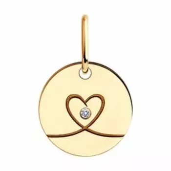 Золотая подвеска с фианитом "Сердце"