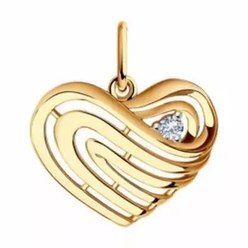 Золотая подвеска с фианитом "Сердце"