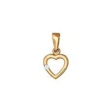 Золотая подвеска с фианитом "Сердечко"