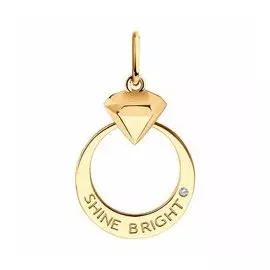 Золотая подвеска с фианитом "Shine bright"