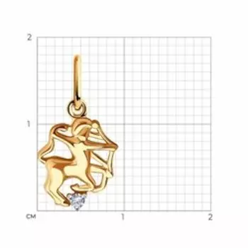 Золотая подвеска с фианитом "Стрелец"