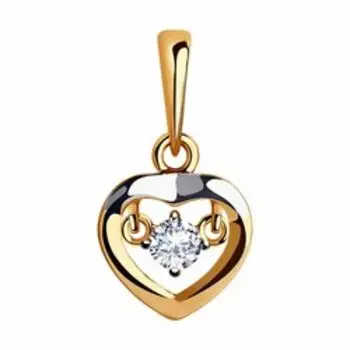 Золотая подвеска с фианитом "Танцующий камень"