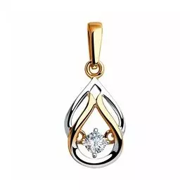 Золотая подвеска с фианитом "Танцующий камень"