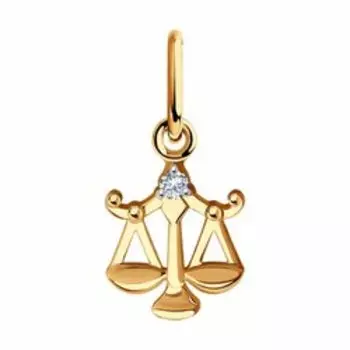 Золотая подвеска с фианитом "Весы"