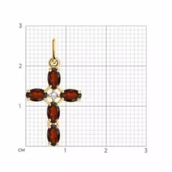 Золотая подвеска с гранатами и фианитами