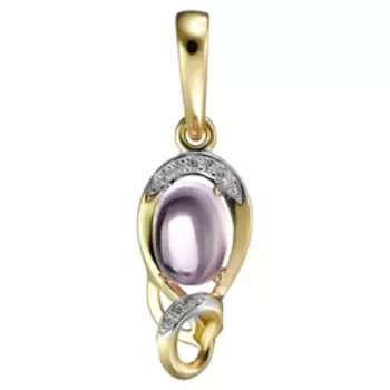 Золотая подвеска с кунцитом и бриллиантами