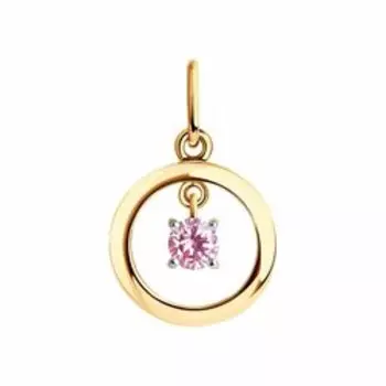 Золотая подвеска с розовым фианитом